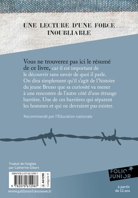 Groen Senator Matroos Livre le garçon au pyjama rayé, Folio Junior | Gallimard Jeunesse
